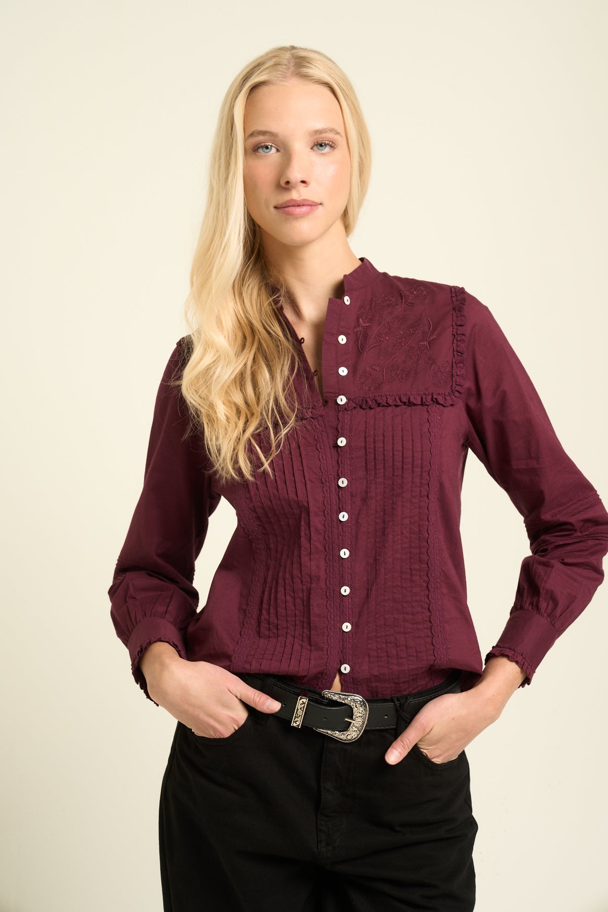 Mila Blouse Burgundy