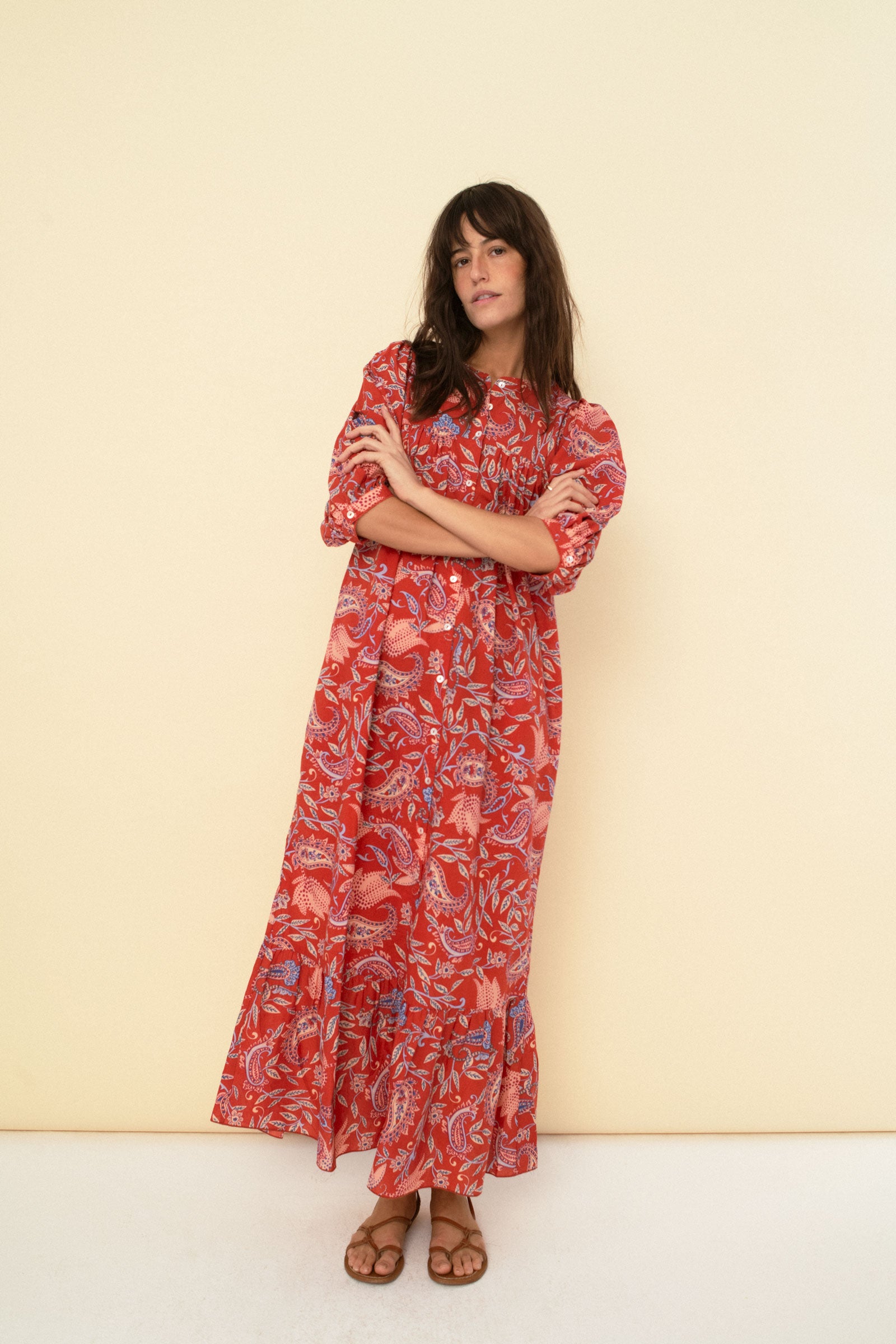 long sleeve terracotta dress Sofia dress terracotta