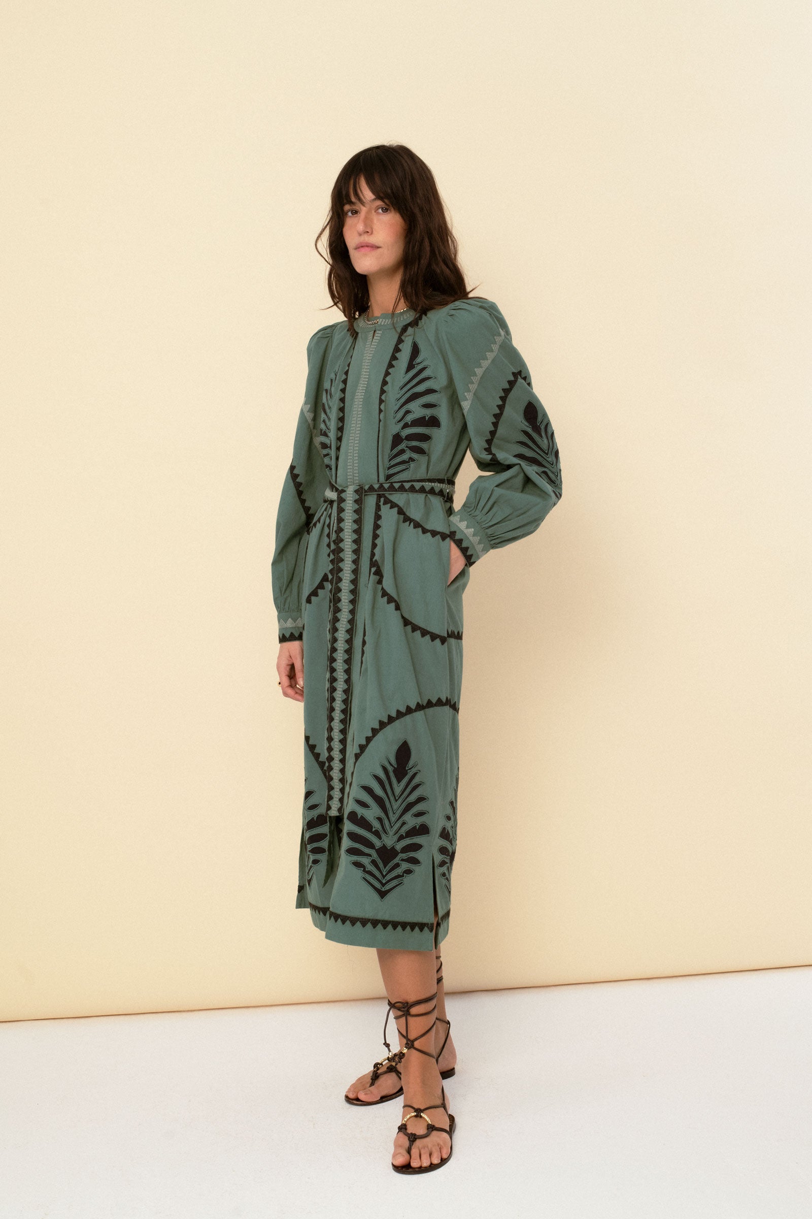suzanne emerald green dress Juniper Green Suzanne Applique Mini Dress