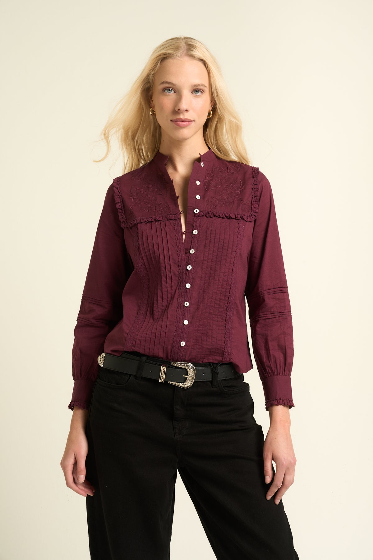 Mila Blouse Burgundy