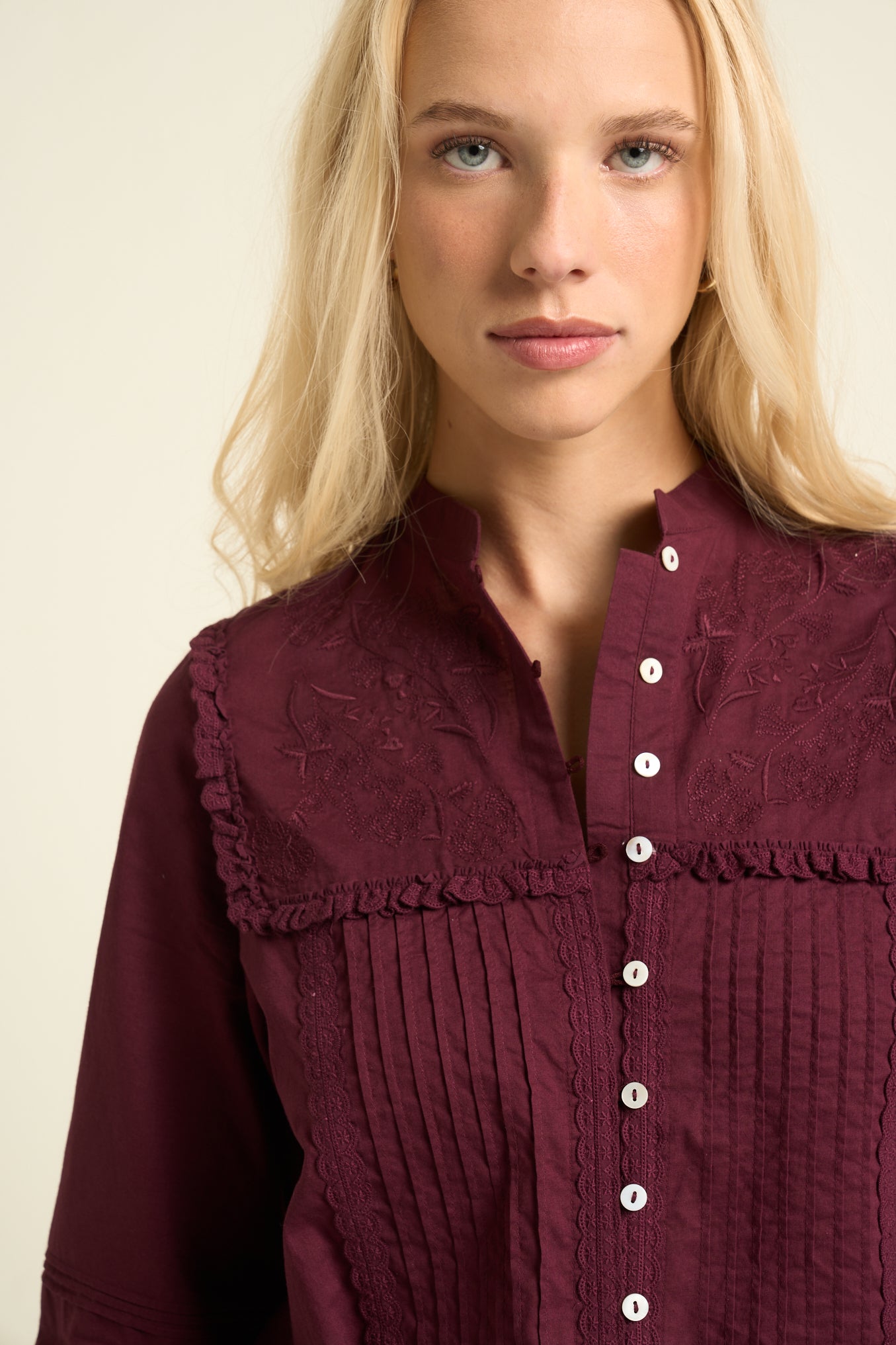 Mila Blouse Burgundy