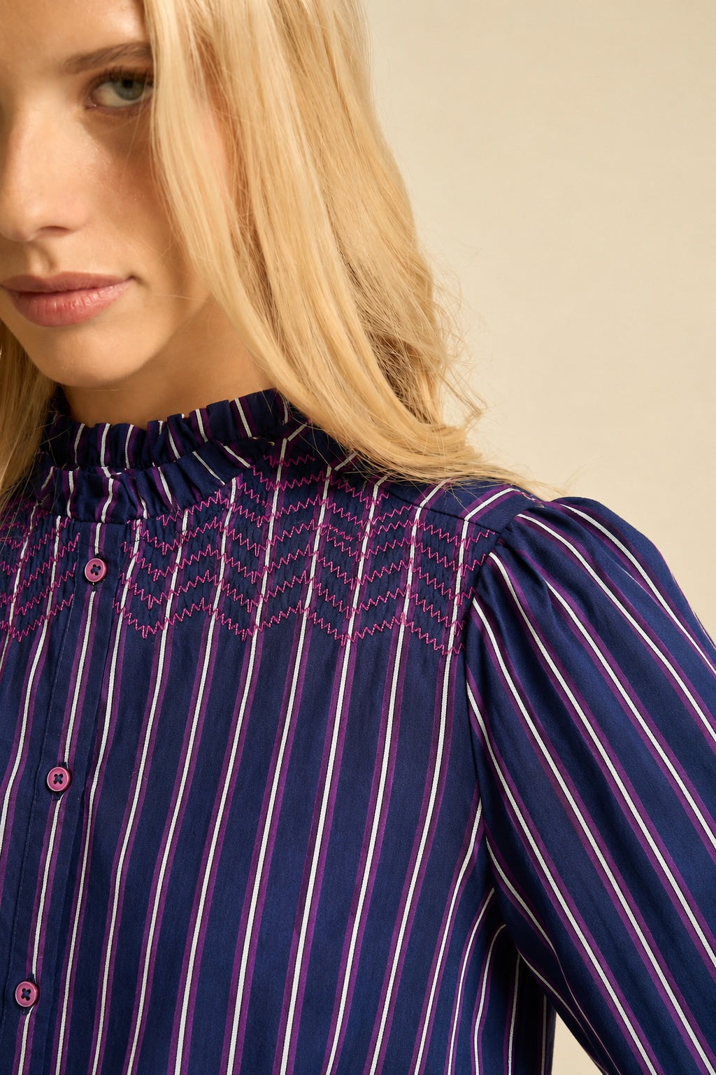 Luna Blouse  Navy