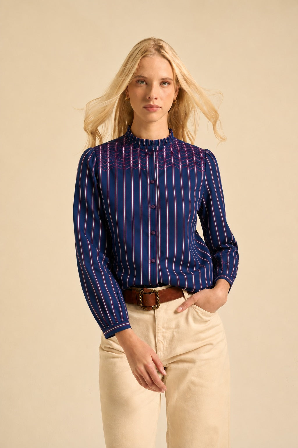 Luna Blouse  Navy