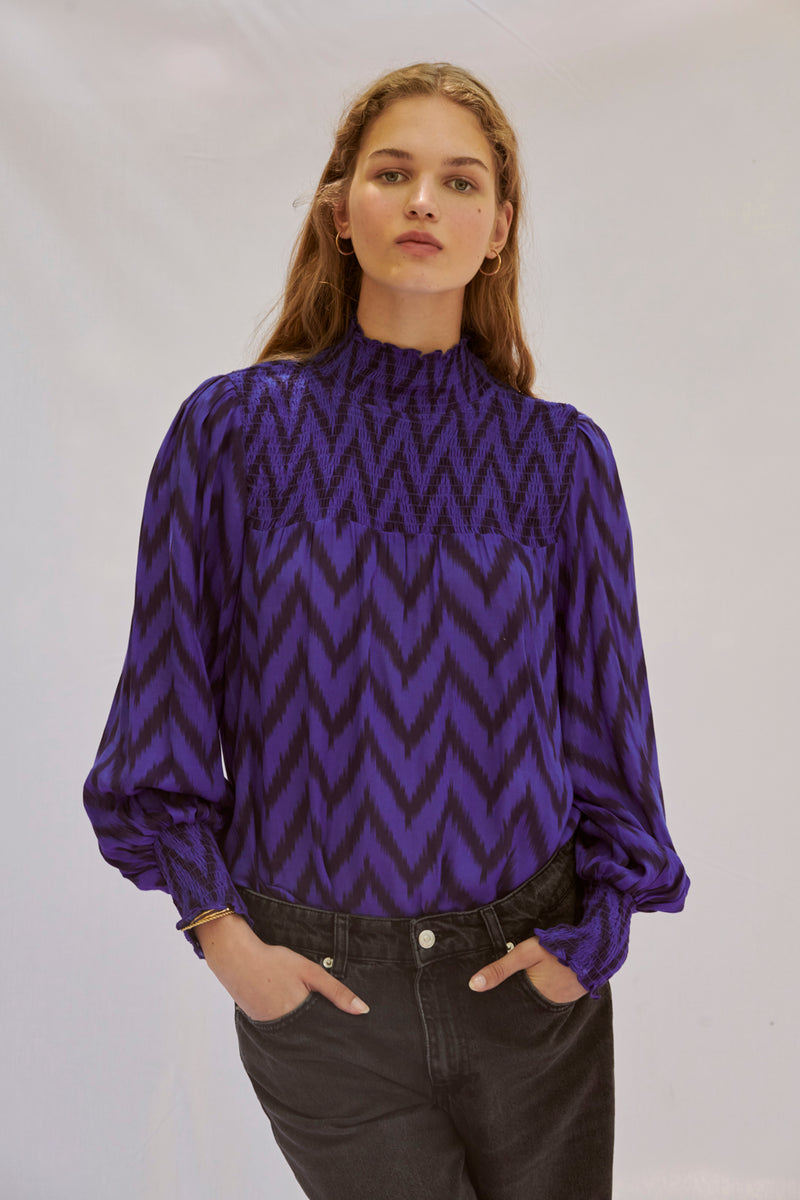 Katie Blouse Blue zig zag